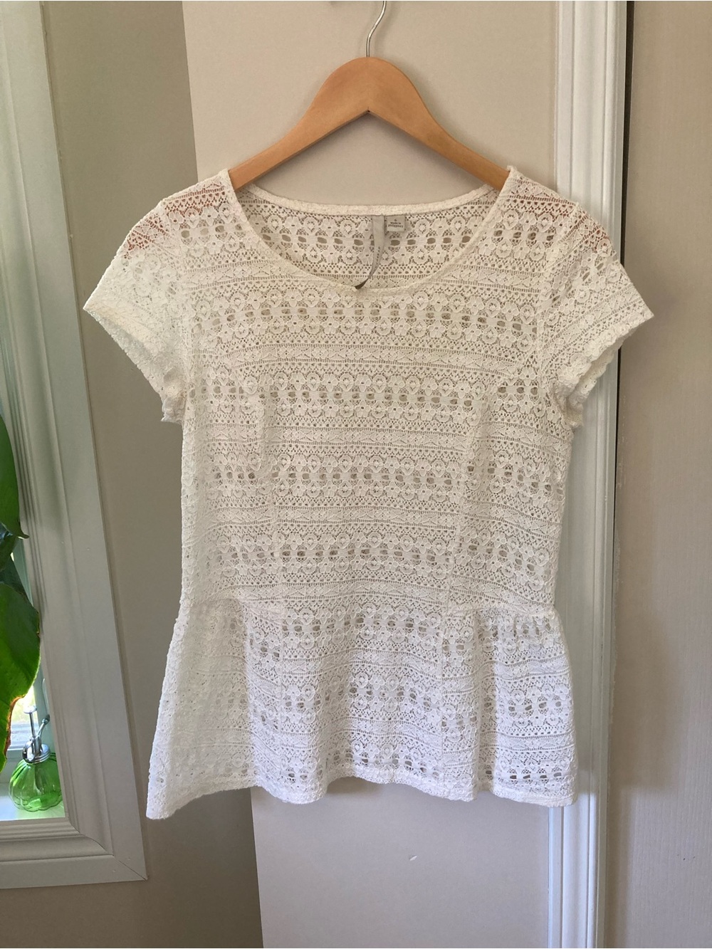 Cream Lace Peplum Top
